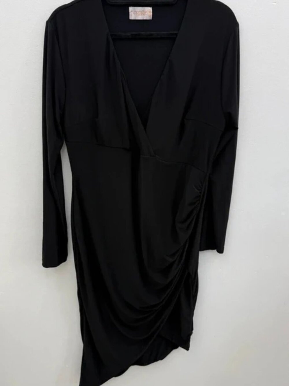 Club L London Black Ruched Long Sleeve Dress  Size 18